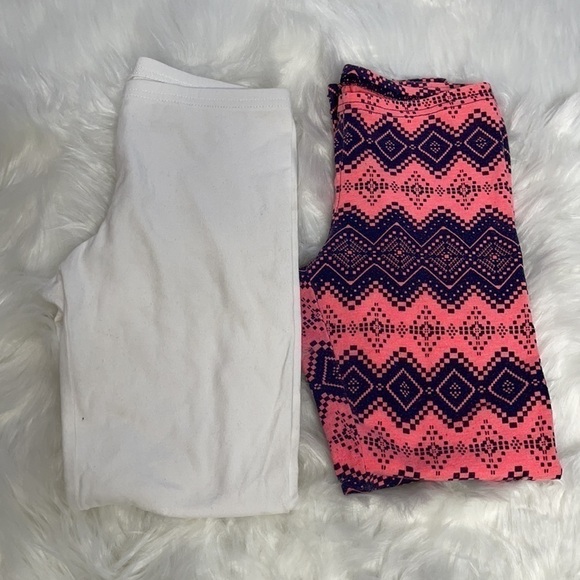 3/$20 ❤️ OLD Navy White and Printed Leggings Bundle US 8 Girl - Picture 2 of 4